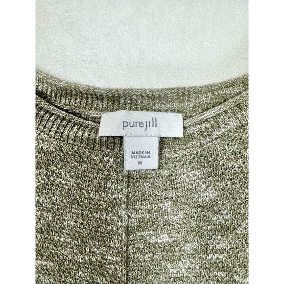 J Jill Pure Jill Tunic Top Oversized Sz Medium Marled Green Knit Side Slits - Picture 4 of 11